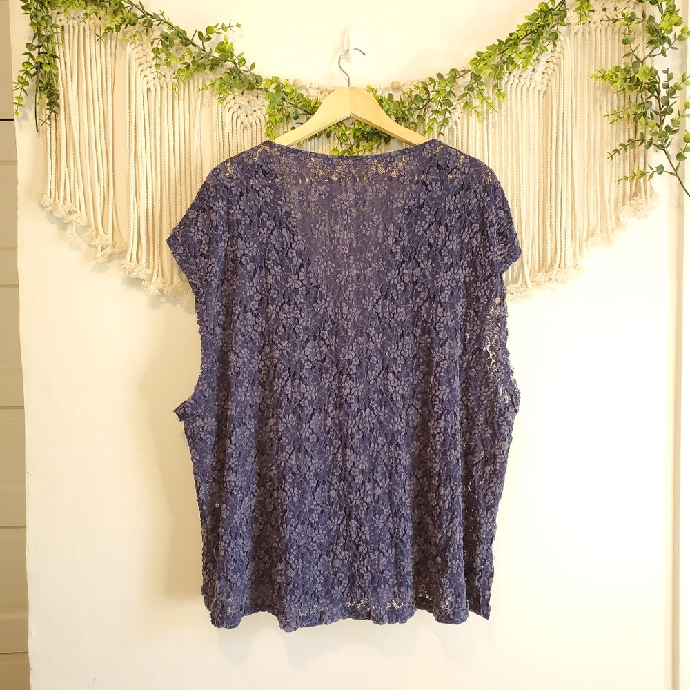 FREE PEOPLE Floral Lace Drapey Front Tunic Top M - Picture 5 of 8